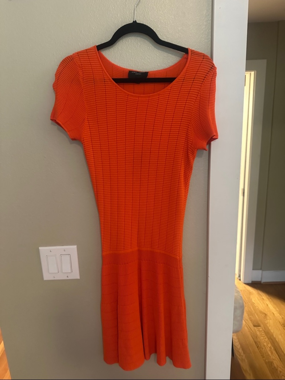 Romeo & Juliet Couture Vibrant Orange Ribbed Fit-and-Flare Mini Dress